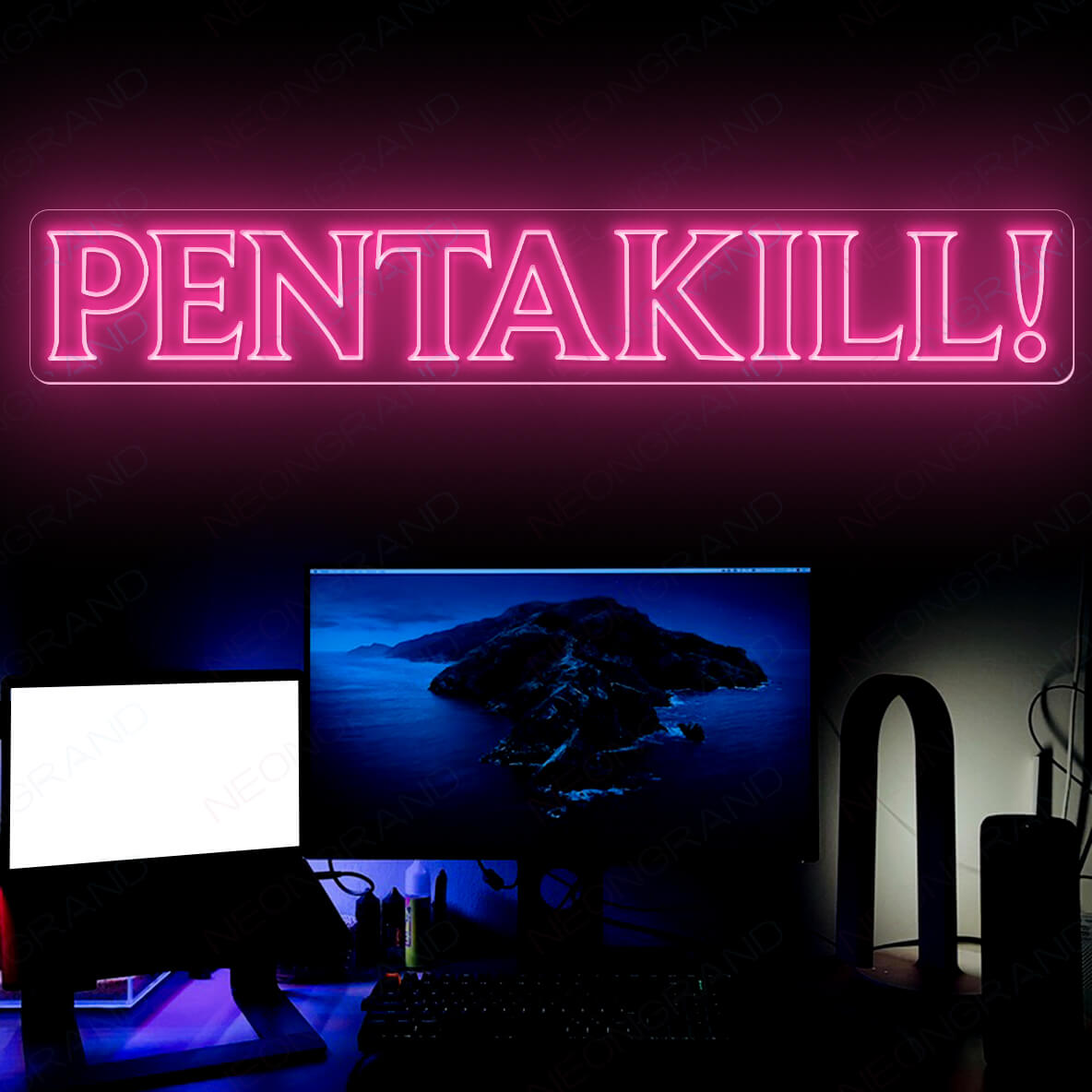 Neon Gaming Room Pentakill Led Neon Sign pink
