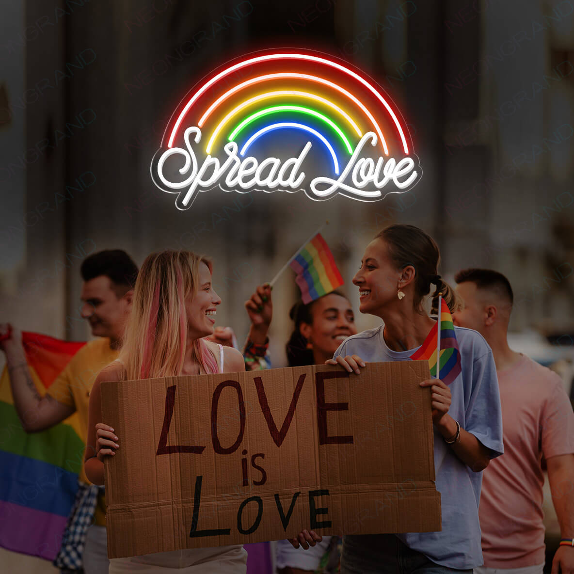 Neon Pride Signs Spread Love LGBT Neon Signs Rainbow Led Light c
