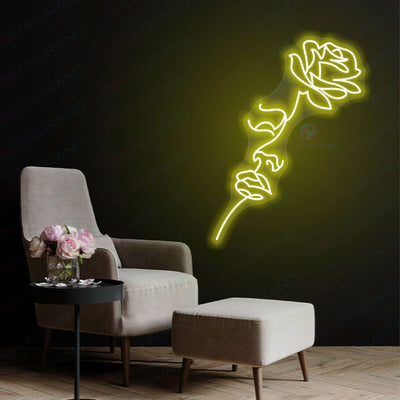 Neon Rose Light Sexy Woman Face Flower Led Sign YELLOW