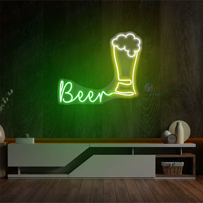 Neon Sign Beer Alcohol Drinking Led Light GREEN