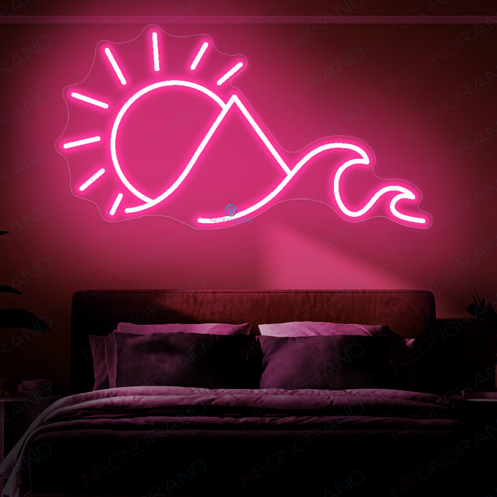 Neon Sign Mountains Sun Wave Led Light Aesthetic Neon Signs