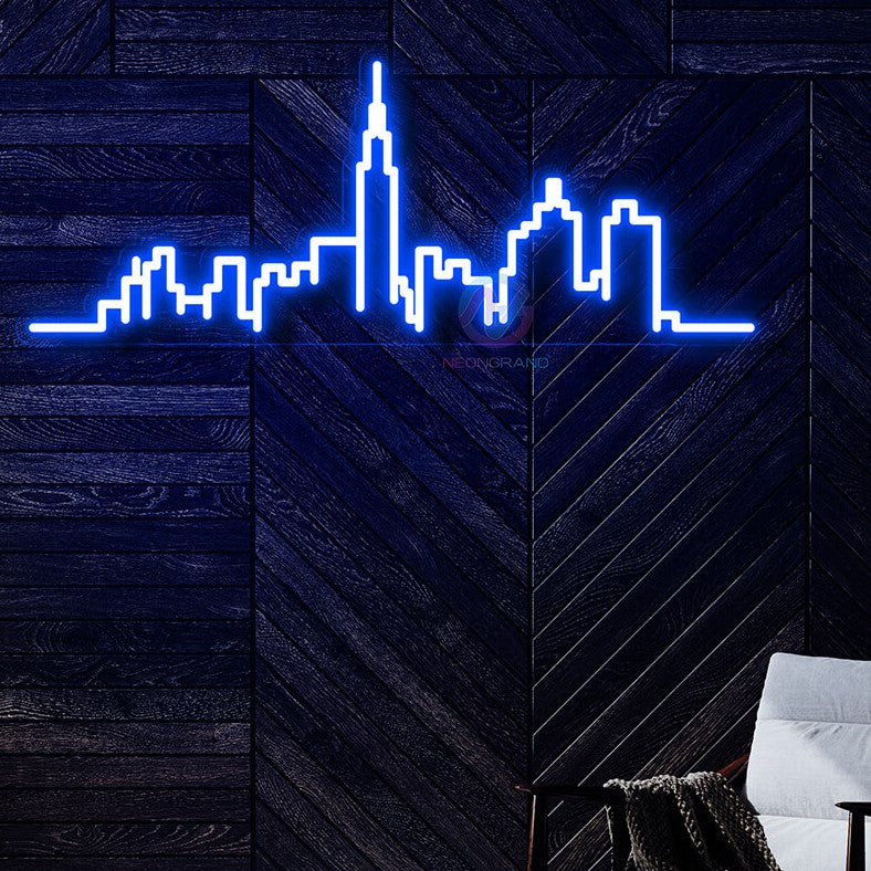 New York City Neon Sign Skyline NYC Led Light blue