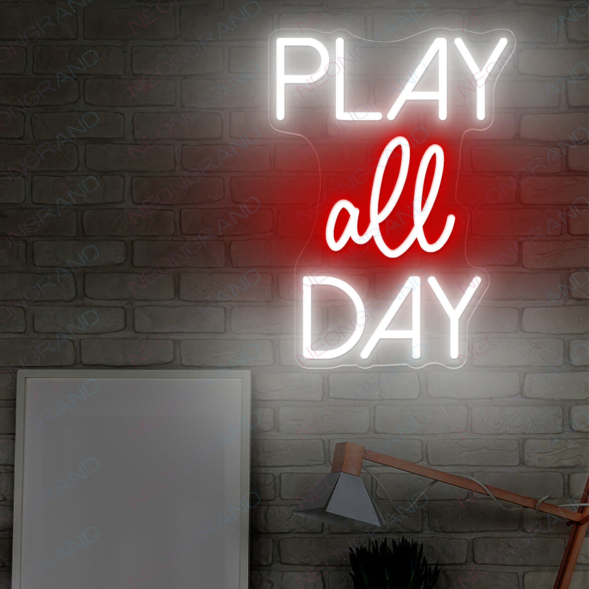Play All Day Neon Sign Led Light white