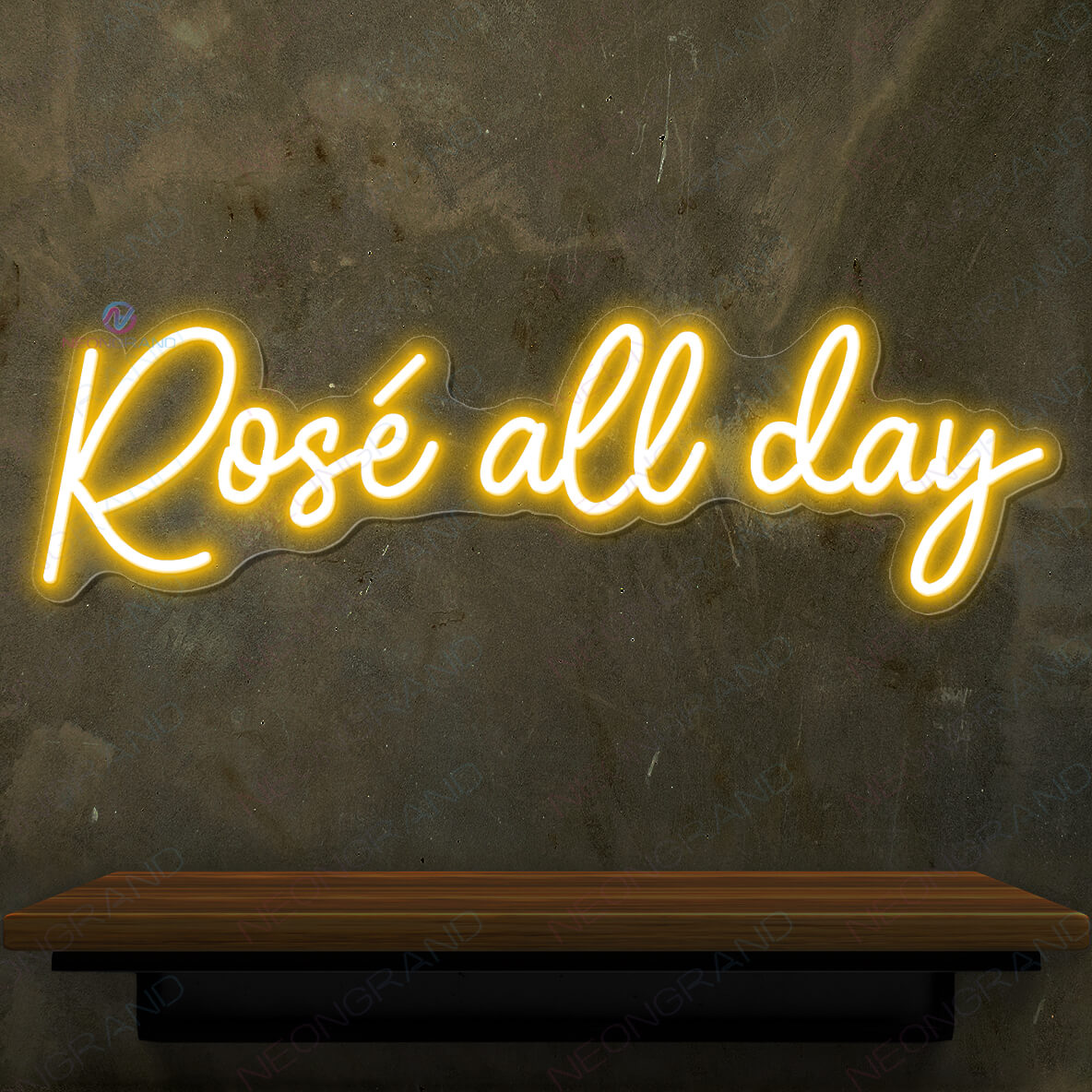 Rose All Day Neon Sign Led Light orange yellow