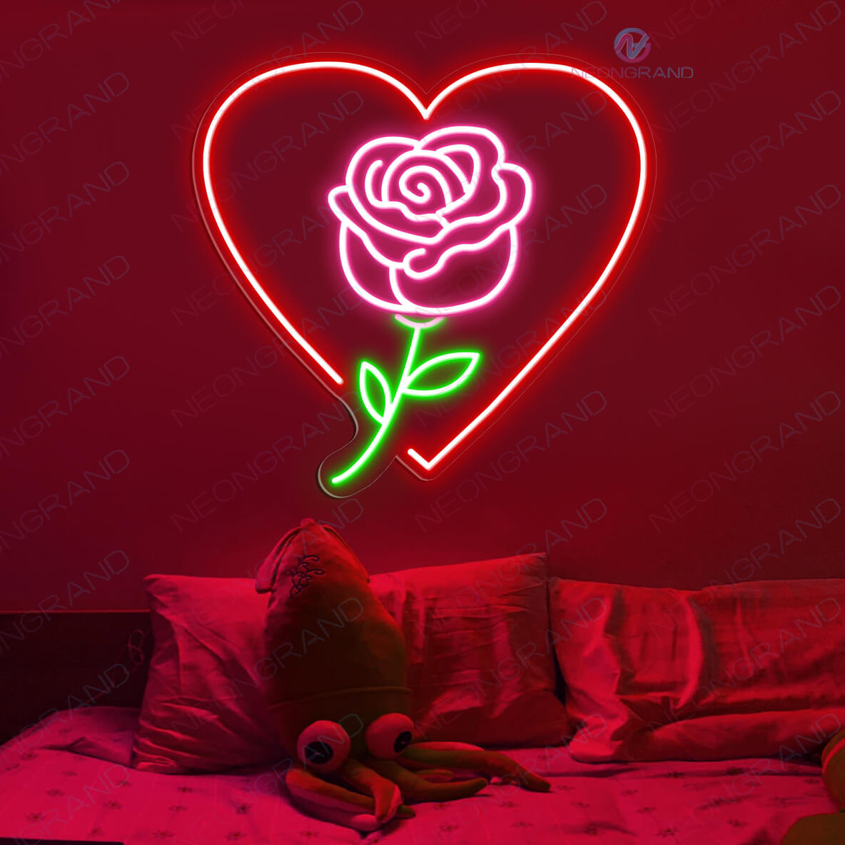 Rose Neon Sign Flower Led Light Red Neon Sign Aesthetic