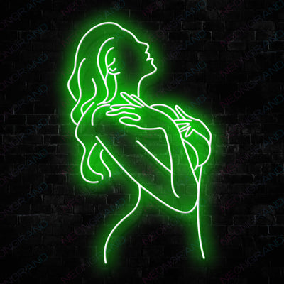 Sexy Lady Back Girls Neon Sign Green