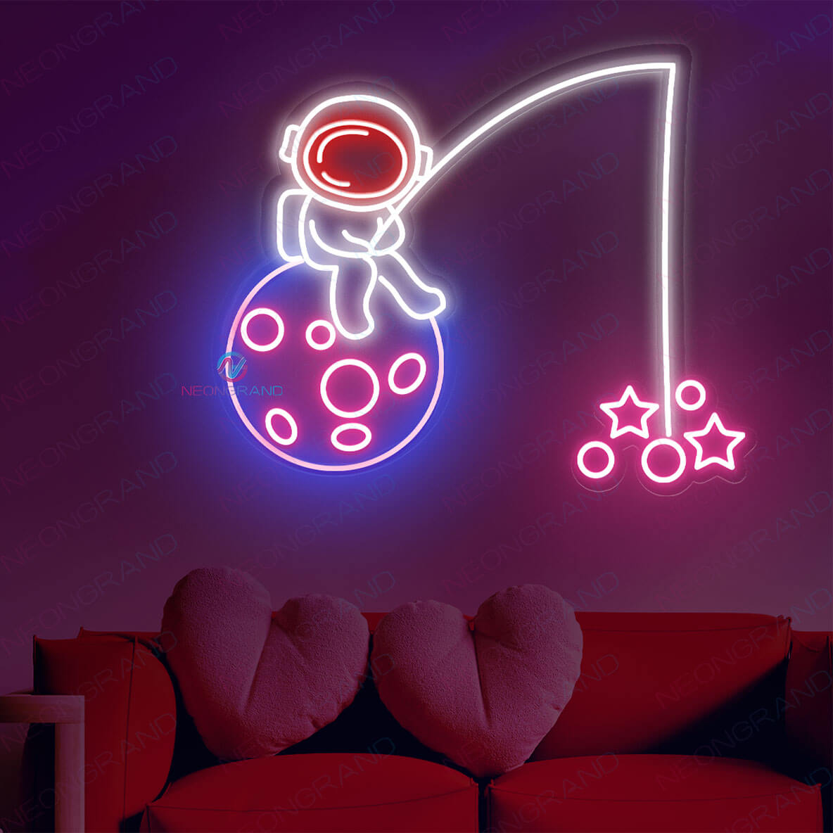 Space Neon Sign Astronaut Light Star Catching Space Led Sign