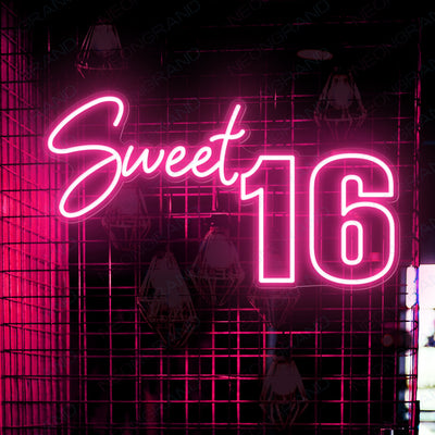 Sweet 16 Neon Sign Happy Birthday Party Led Light pink