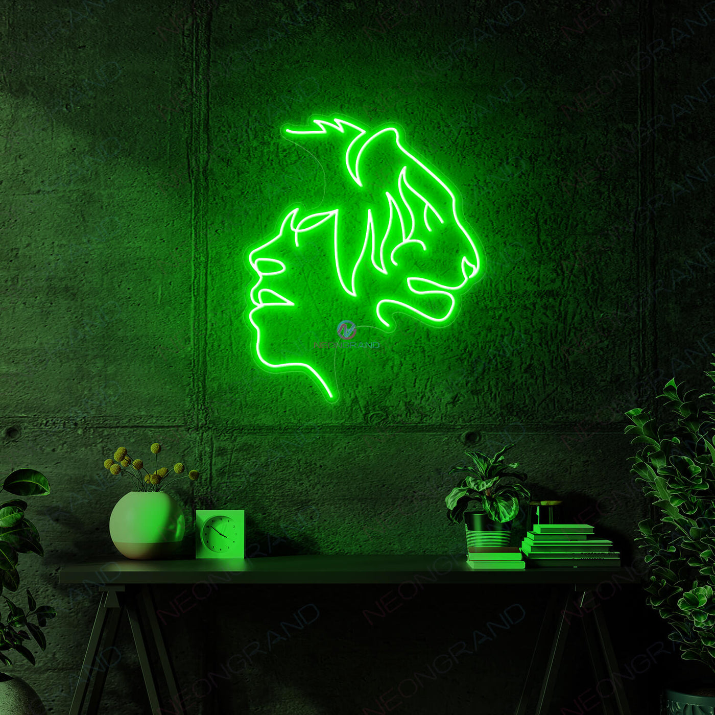 Tiger Neon Sign Animal Led Light Cool Neon Signs For Room green