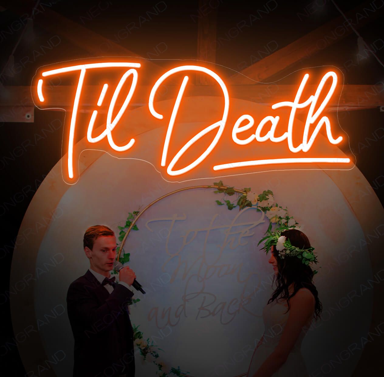 Til Death Neon Sign Love Wedding Led Light DarkOrange