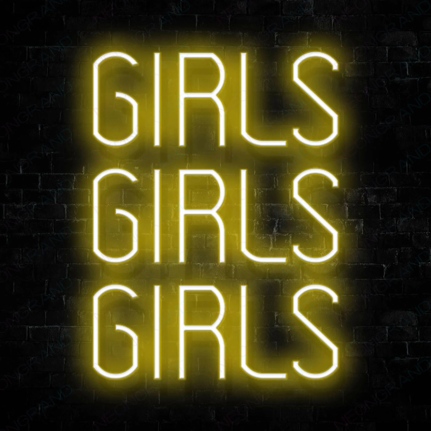 Girls Girls Girls Neon Sign Yellow