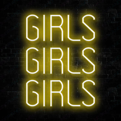 Girls Girls Girls Neon Sign Yellow