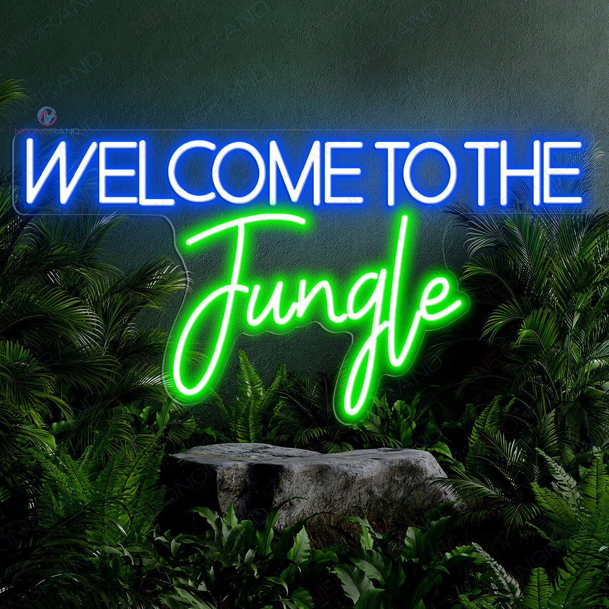 Welcome To The Jungle Neon Sign Led Light blue