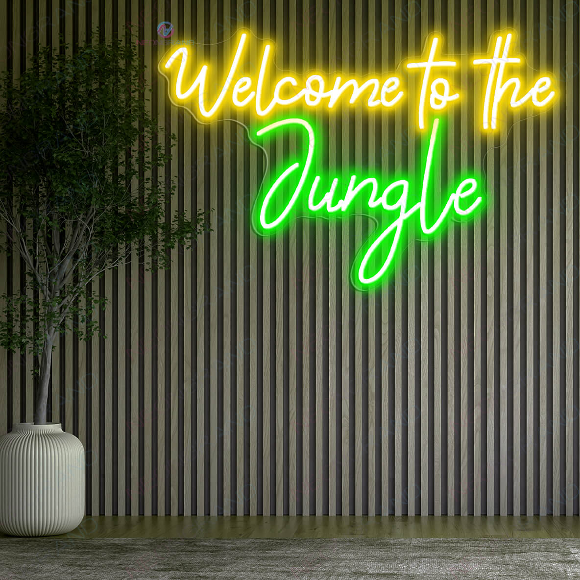 Welcome To The Jungle Neon Sign Tropical Led Light yellow