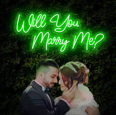 Will You Marry Me Neon Sign Led Light Green