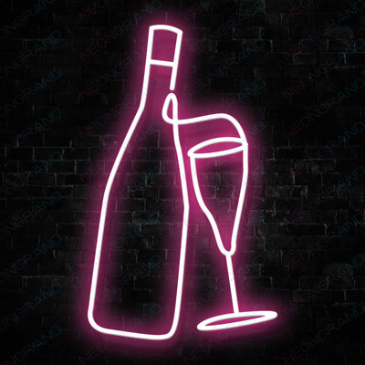 Wine Neon Sign Alcohol Drinking Led Light pink