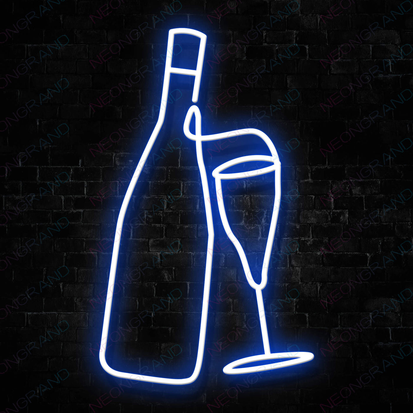 Wine Neon Sign Alcohol Drinking Led Light blue
