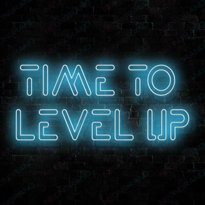 Game Neon Sign Time To Level Up Gamer Led Light SkyBlue