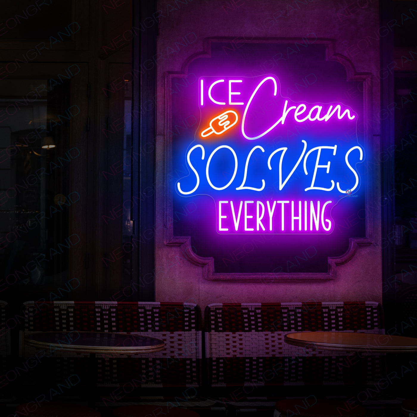 Ice Cream Solves Everything Neon Sign Led Light violet