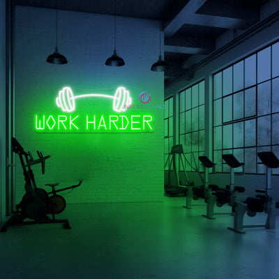 Work Harder Neon Sign Gym Led Light green