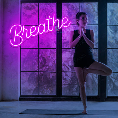 Breathe Neon Sign Yoga Gym Led Light dark violet