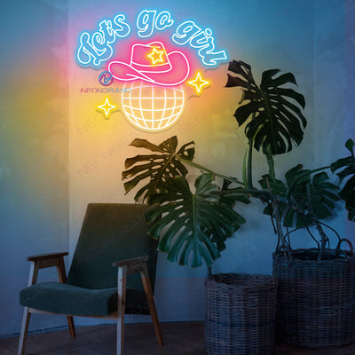Lets Go Girls Neon Sign Party Led Light light yellow