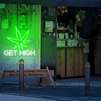 Neon Weed Sign Cannabis Get High Neon Sign Led Light white