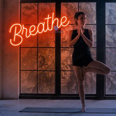 Breathe Neon Sign Yoga Gym Led Light dark orange