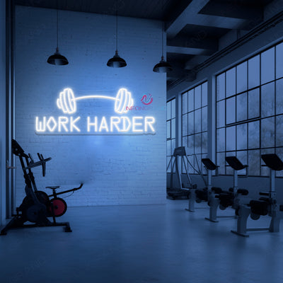 Work Harder Neon Sign Gym Led Light white