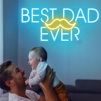Best Dad Ever Neon Sign Father's Day Led Light light blue