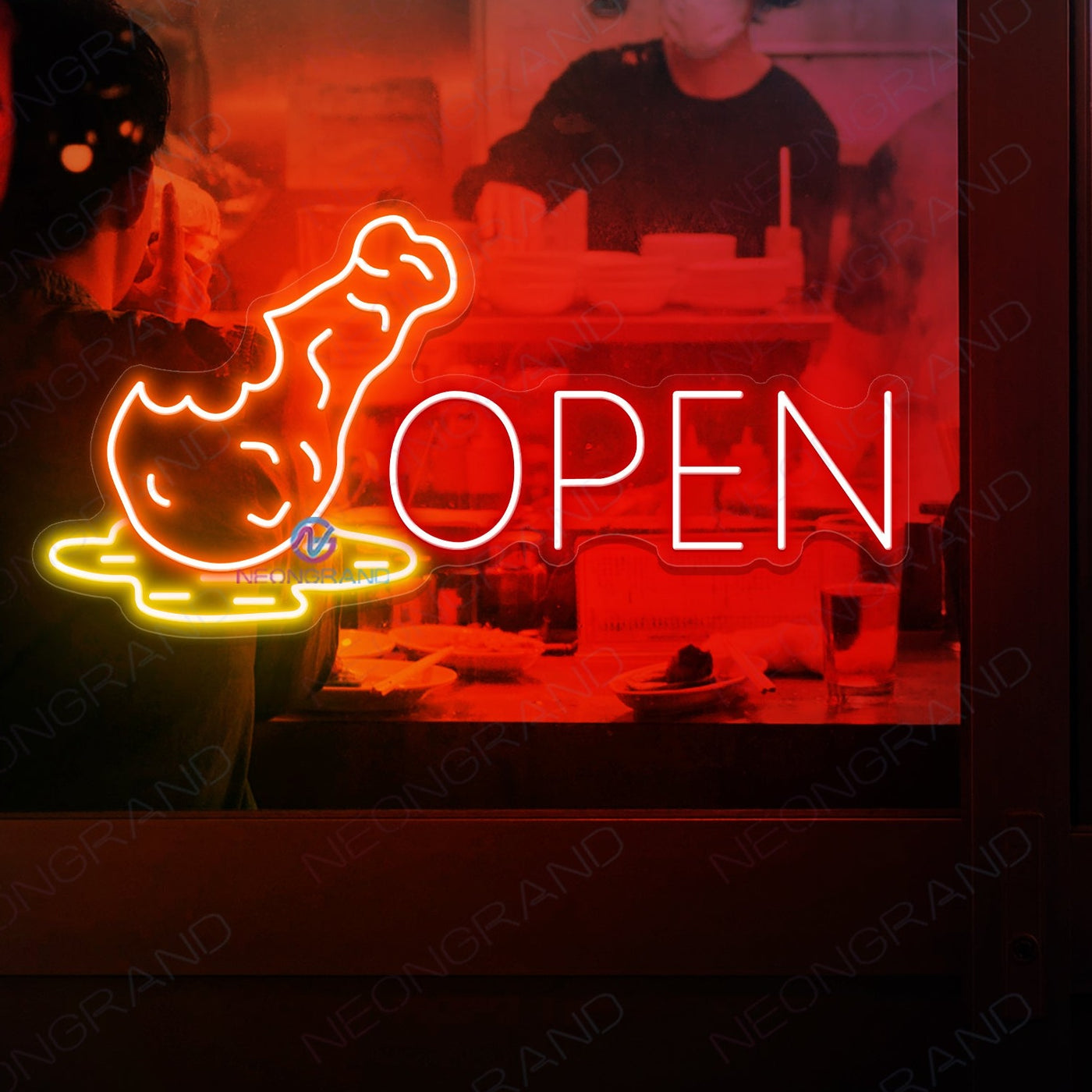 Fried Chicken Open Neon Signs Led Light red