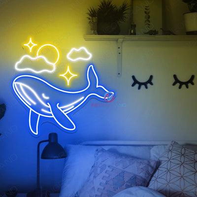 Whale Neon Sign Inspiration Led Light blue