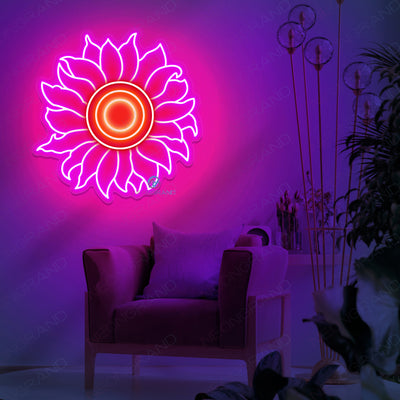 Flower Neon Sign Aesthetic Led Light dark violet