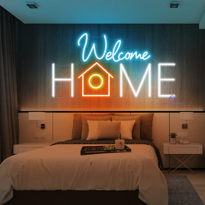 Welcome Home Neon Sign Led Light sky blue