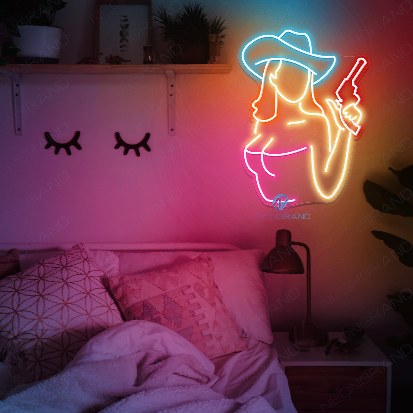 Cowgirl Neon Sign Man Cave Bar Led Light pink