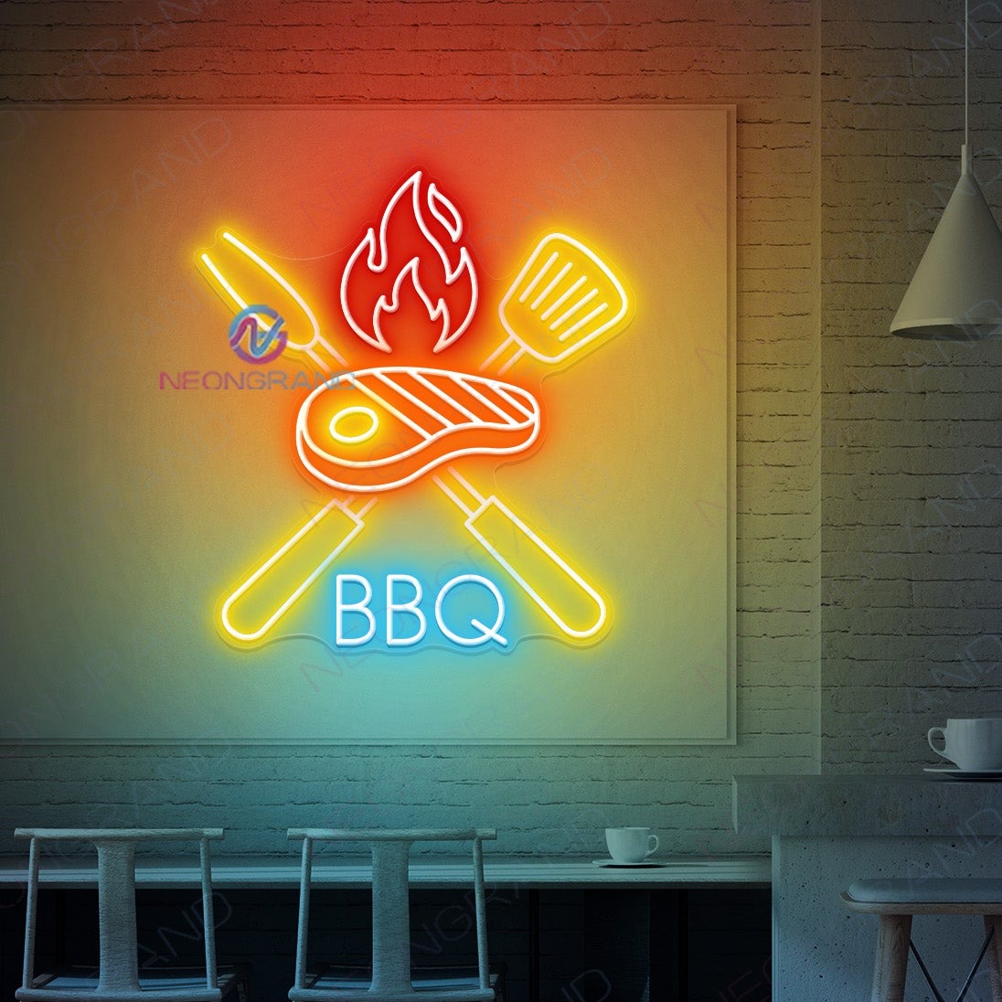 Neon Barbecue Signs Neon Kitchen Sign Led Light yellow