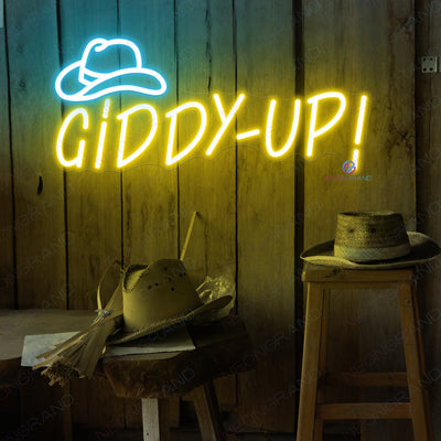 Giddy Up Neon Sign Cowboy Led Light yellow