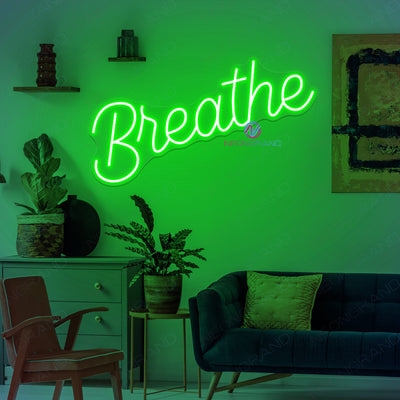 Breathe Neon Sign Yoga Gym Led Light green