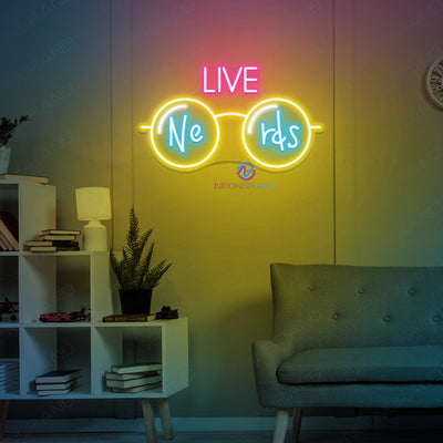 Live Nerds Neon Sign Man Cave Led Light yellow