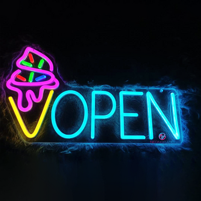 Ice Cream Open Sign Coffee Decoration LED Light (USB)