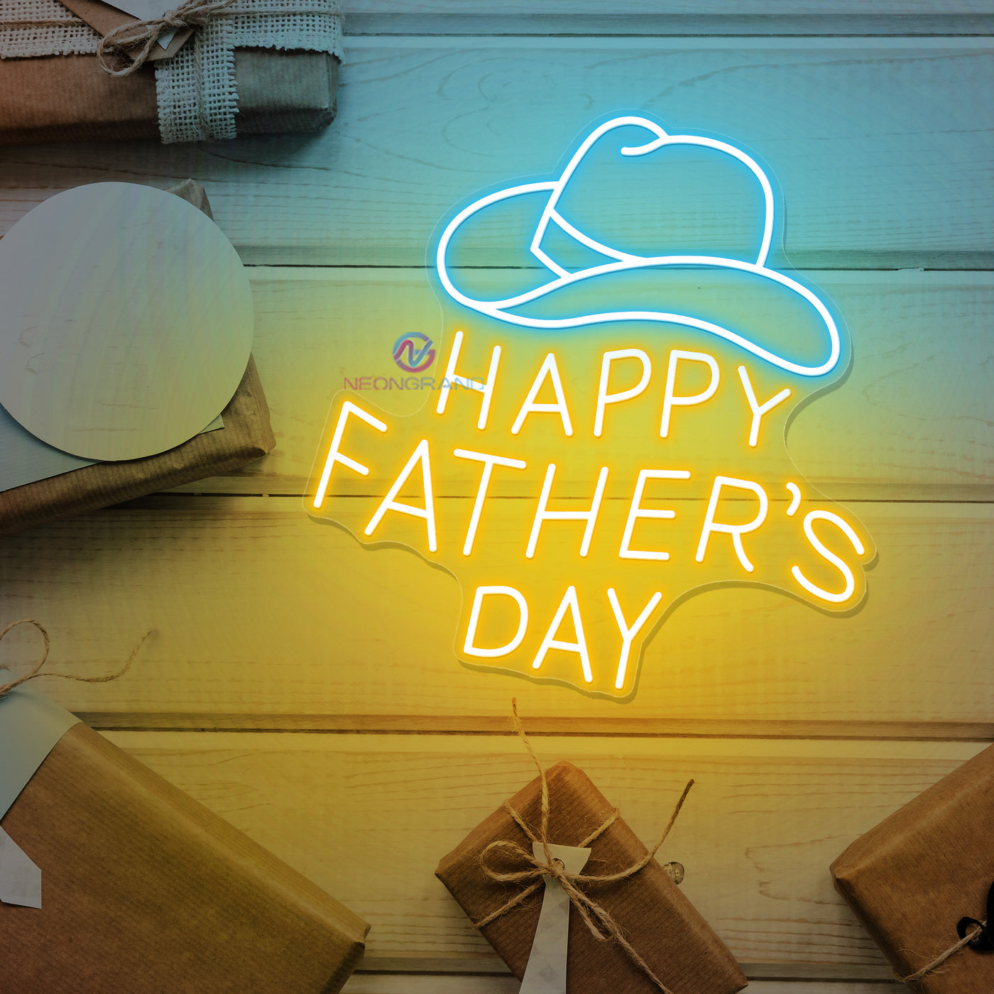 Happy Fathers Day Neon Sign Led Light yellow