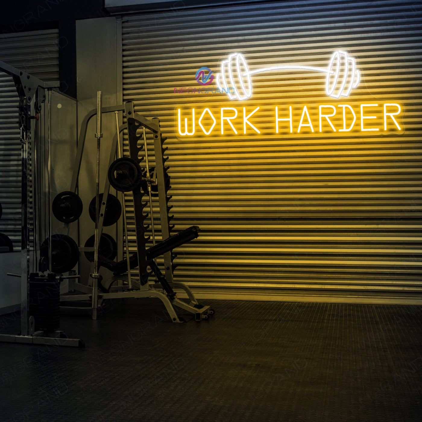 Work Harder Neon Sign Gym Led Light orange