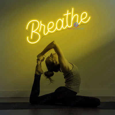 Breathe Neon Sign Yoga Gym Led Light yellow