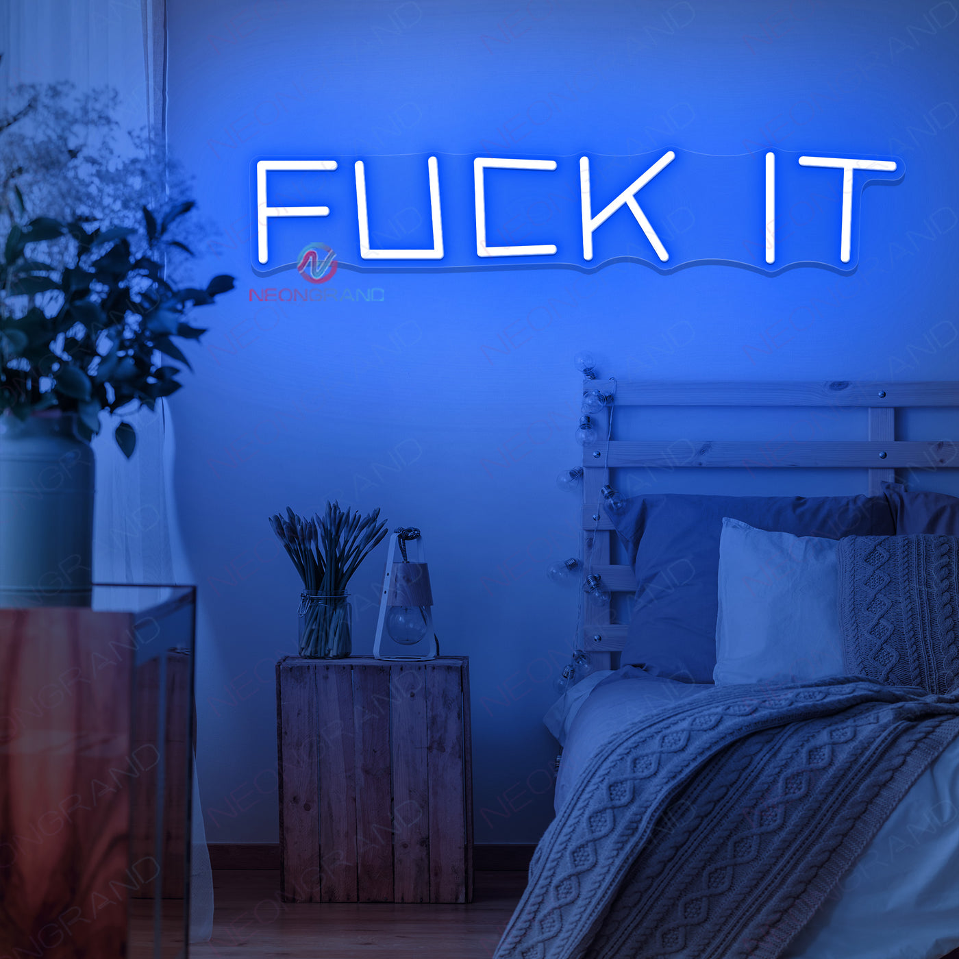Fuck It Neon Sign Led Light Man Cave Neon Signs blue