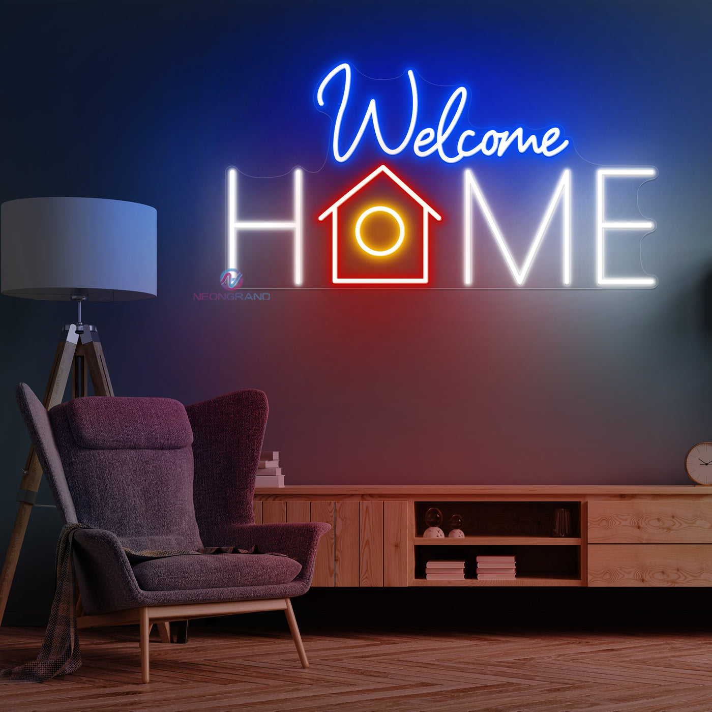 Welcome Home Neon Sign Led Light blue
