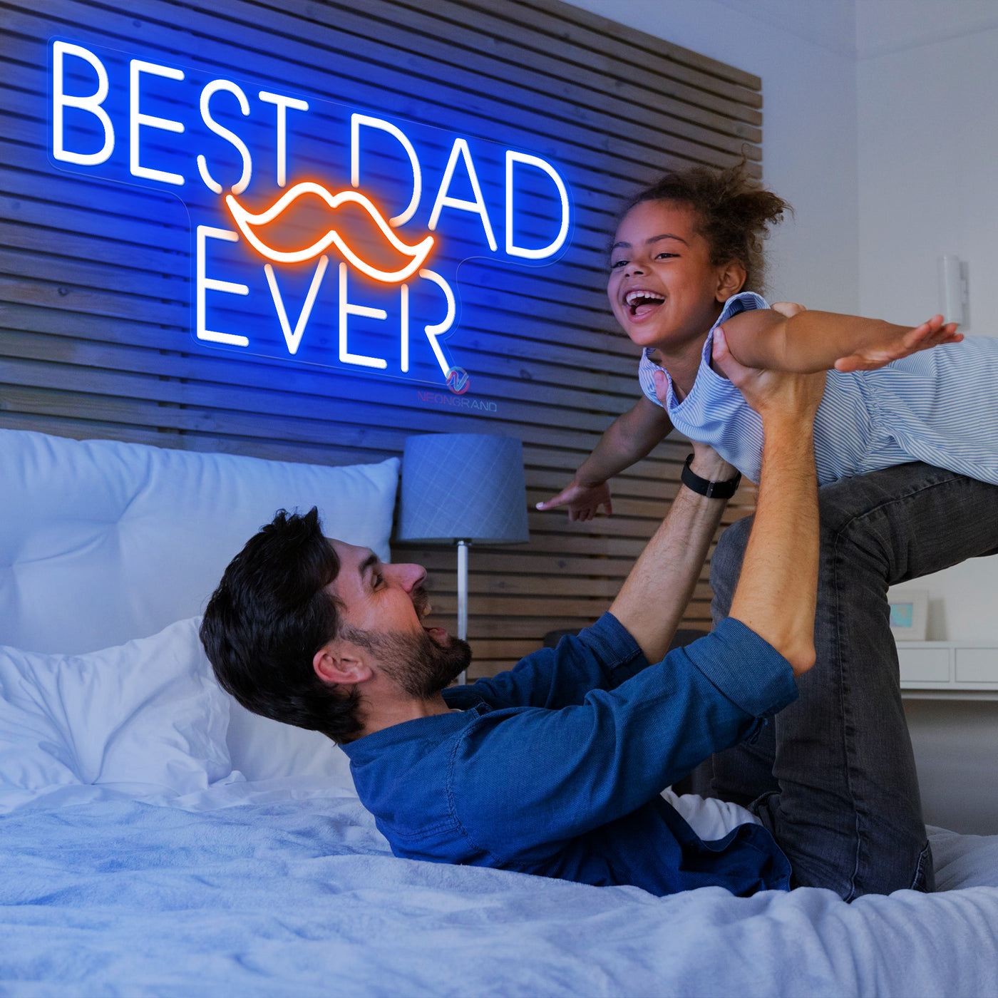 Best Dad Ever Neon Sign Father's Day Led Light blue