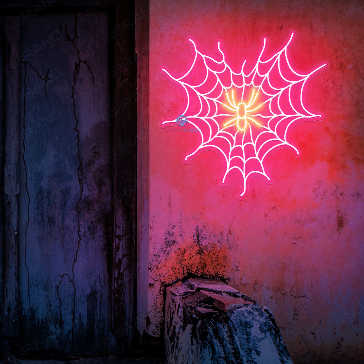 Spider Web Lights Led Neon Halloween Sign pink