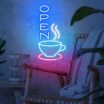 Vertical Open Coffee Neon Sign Cafe Led Light