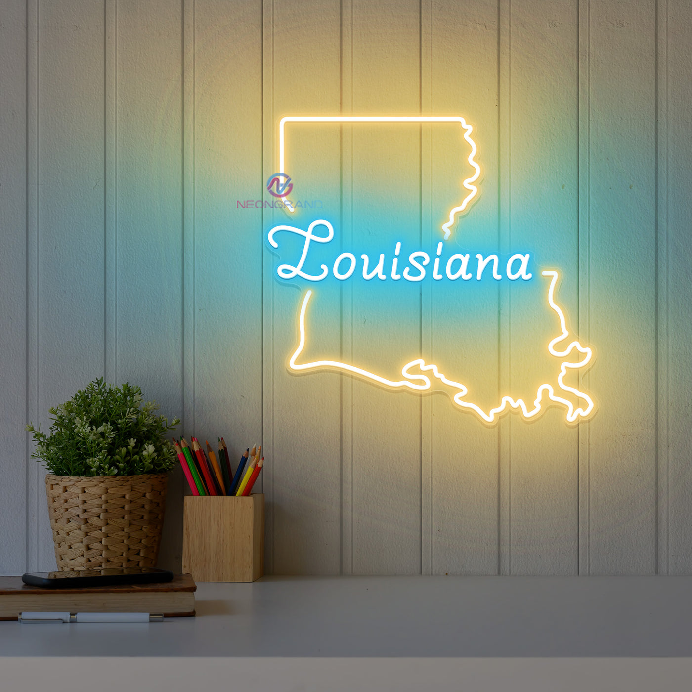 Louisiana Neon Sign Led Light light yellow