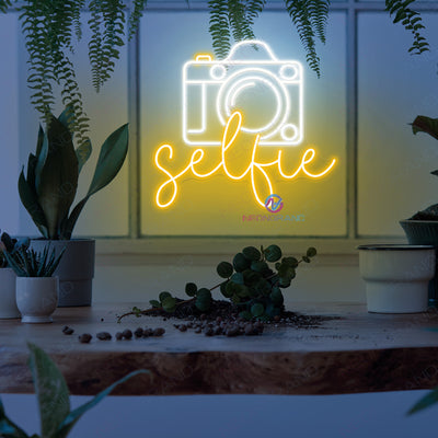 Selfie Neon Sign Camera Led Light orange